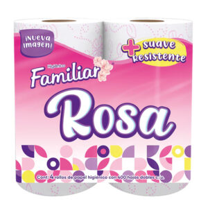 PAPEL HIGIÉNICO FAMILIAR ROSA 400 HOJAS C/4 ROLLOS
